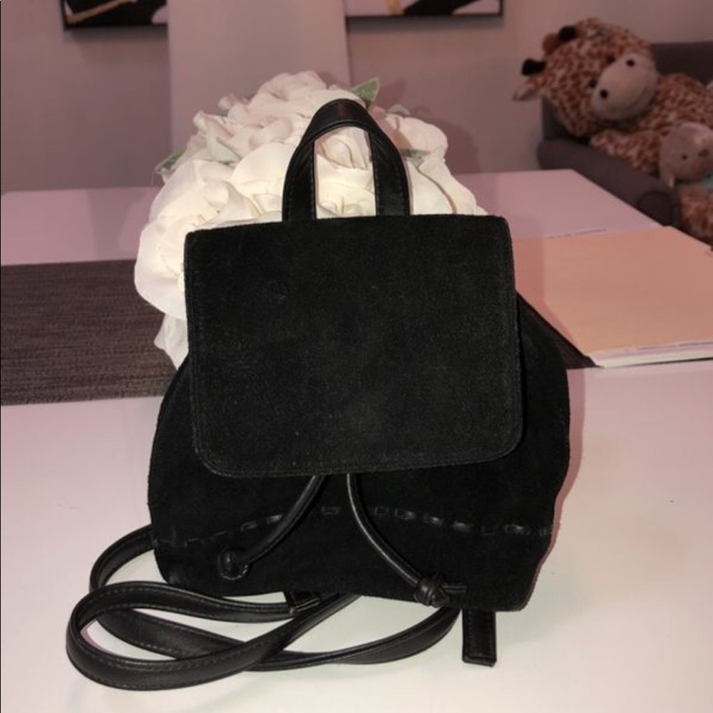 Black suede mini backpack